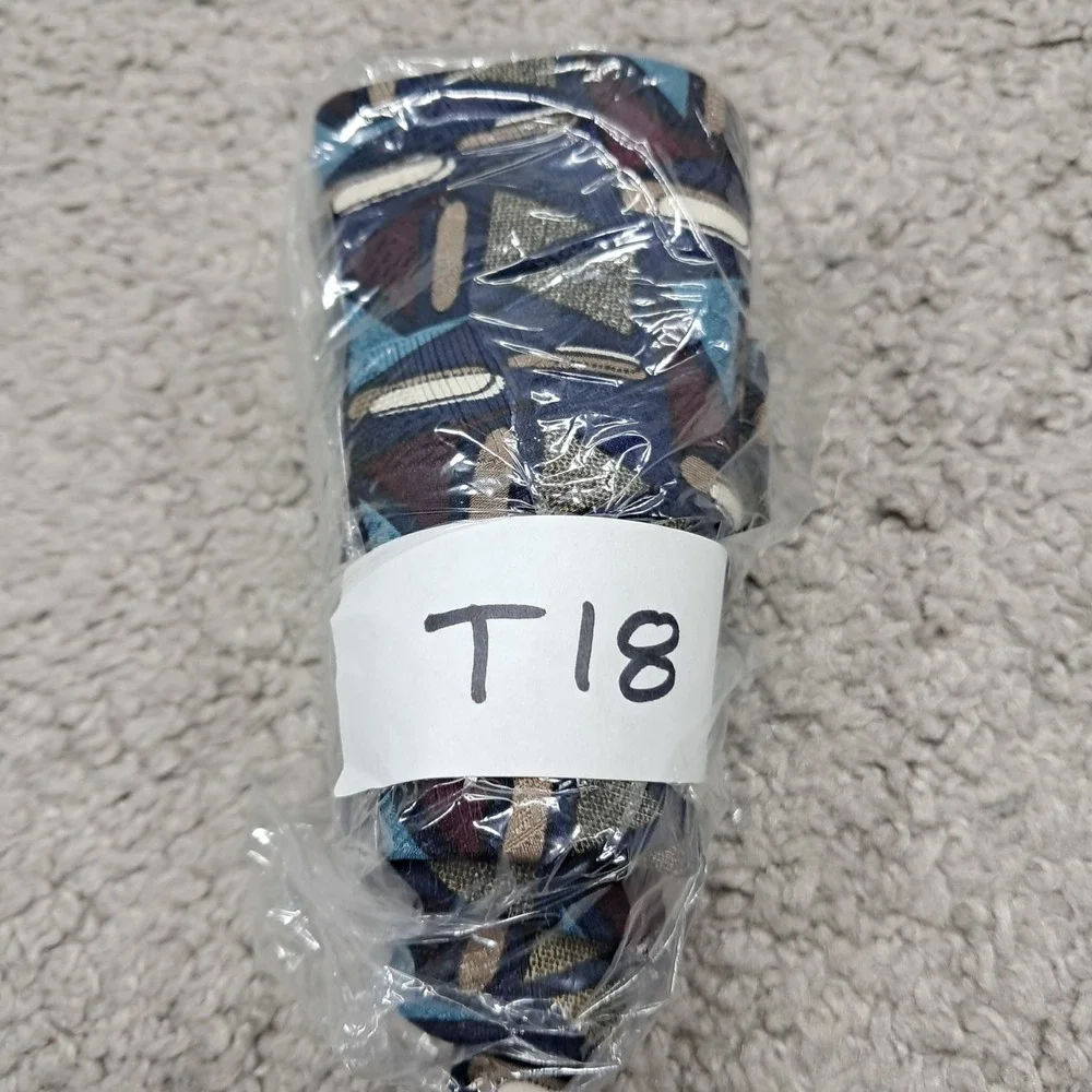 Martin Wong Napa Silk Tie Navy Blue Burgundy Geometric‎ Abstract Made in USA